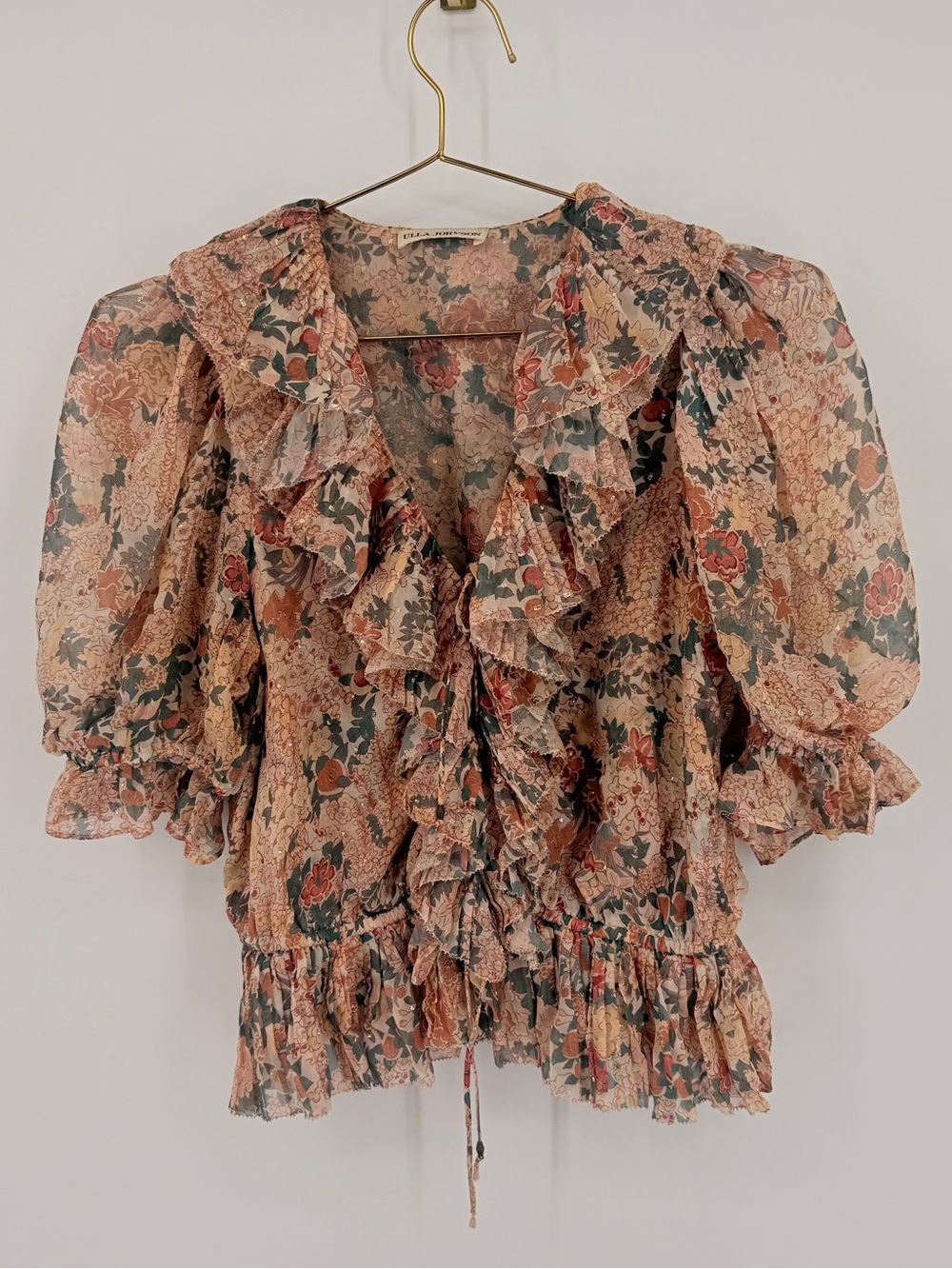 Ulla Johnson Floral Ruffle Blouse Size 2